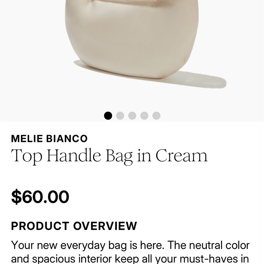 Melie Bianco Elegant Cream Handbag